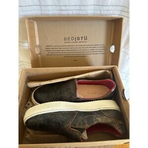 BED|STÜ Women’s Leather Slip-On Sneakers Size 7.5 Distressed Brown Handmade